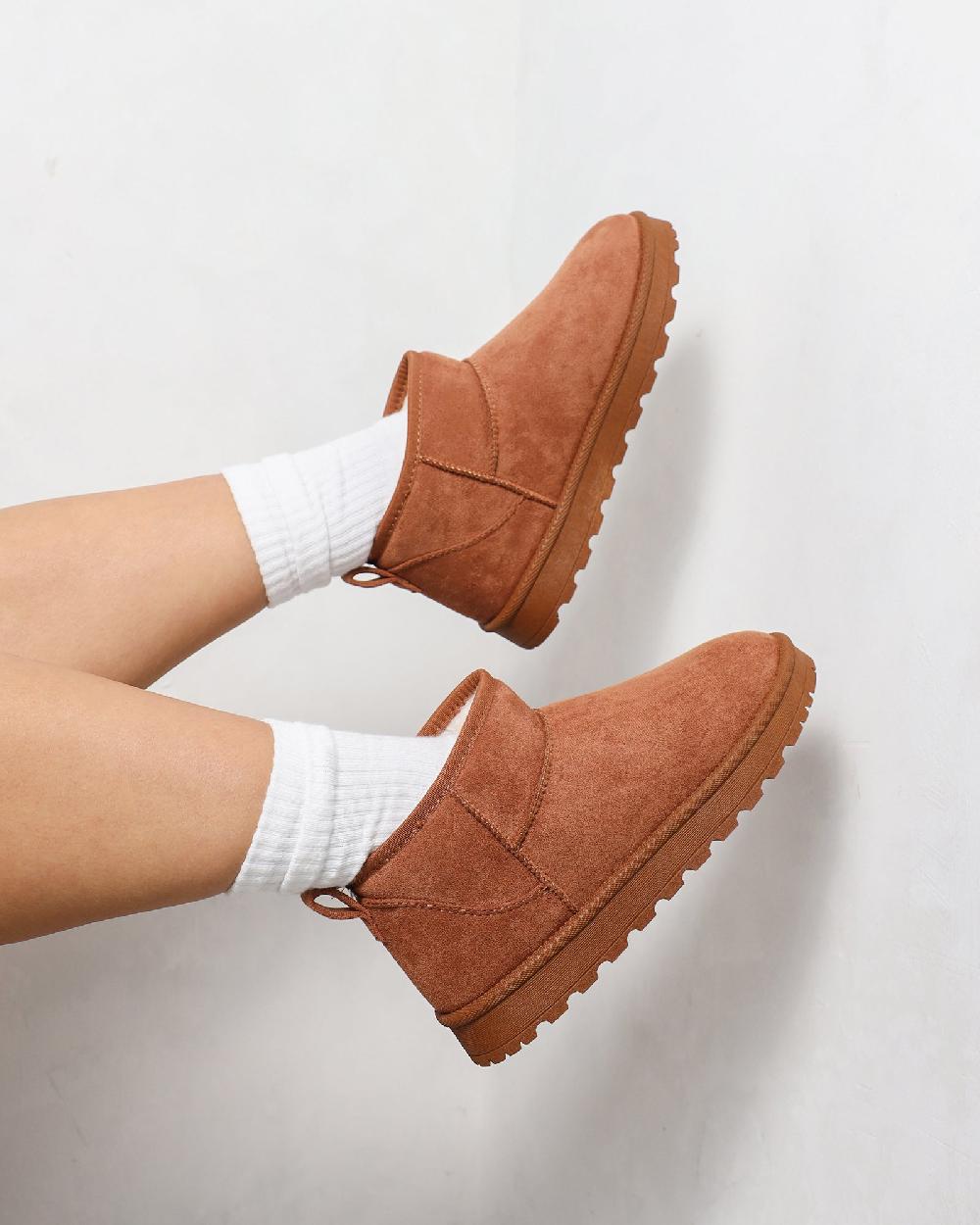 simmi Tan Faux Suede Ultra Low Boots