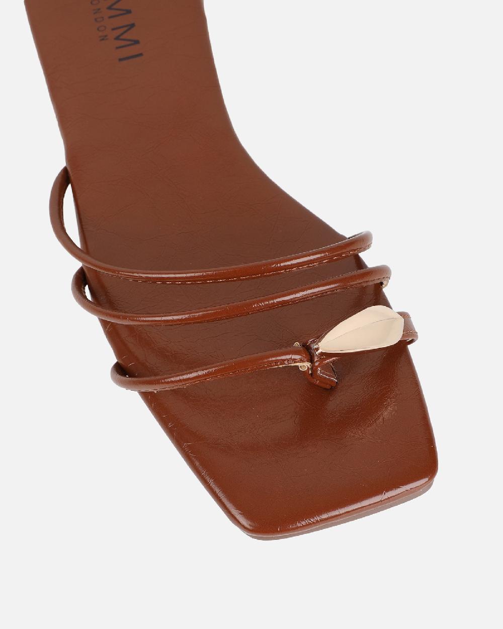 Simmi Tan Gold Toe Detail Sandals
