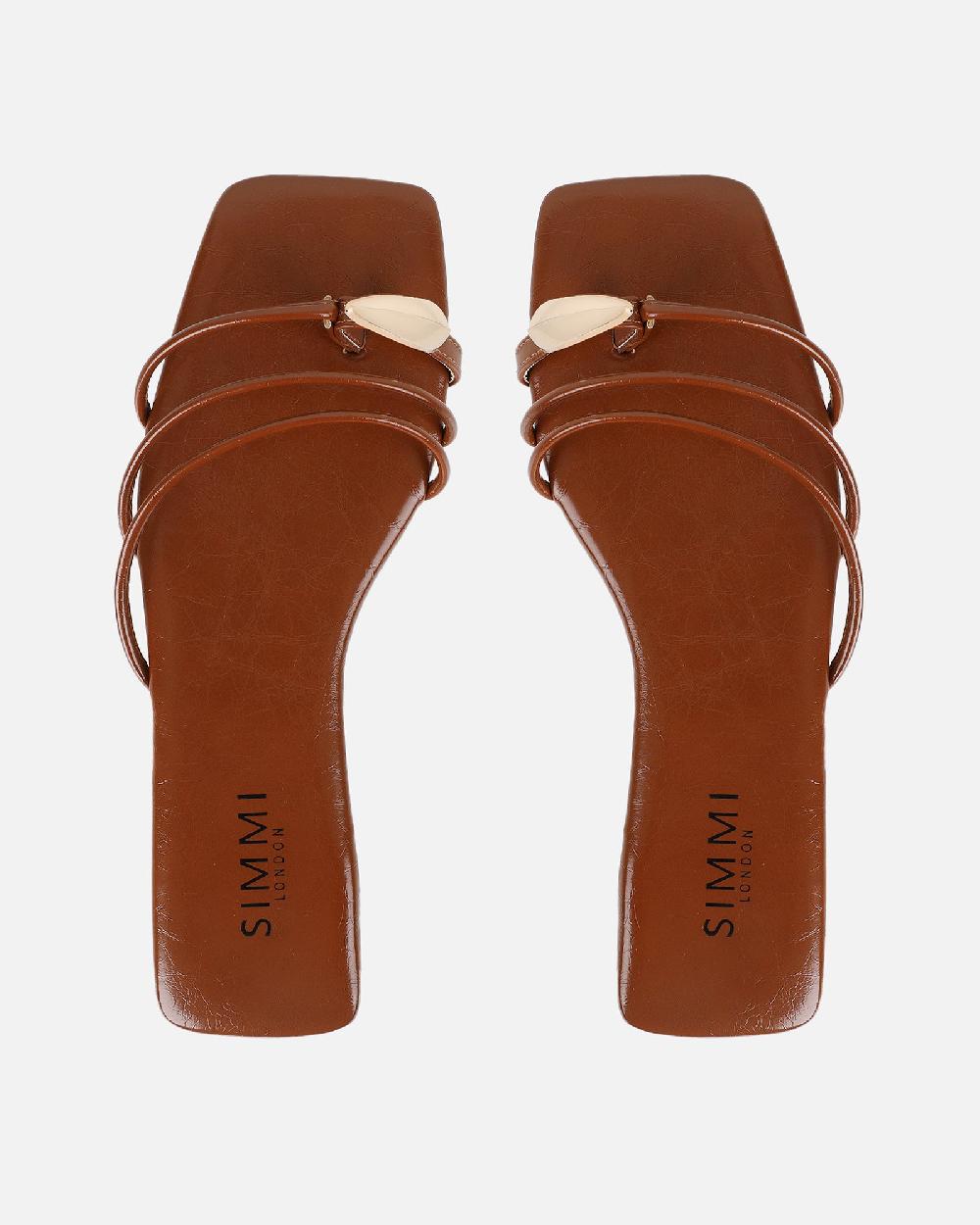 Simmi Tan Gold Toe Detail Sandals