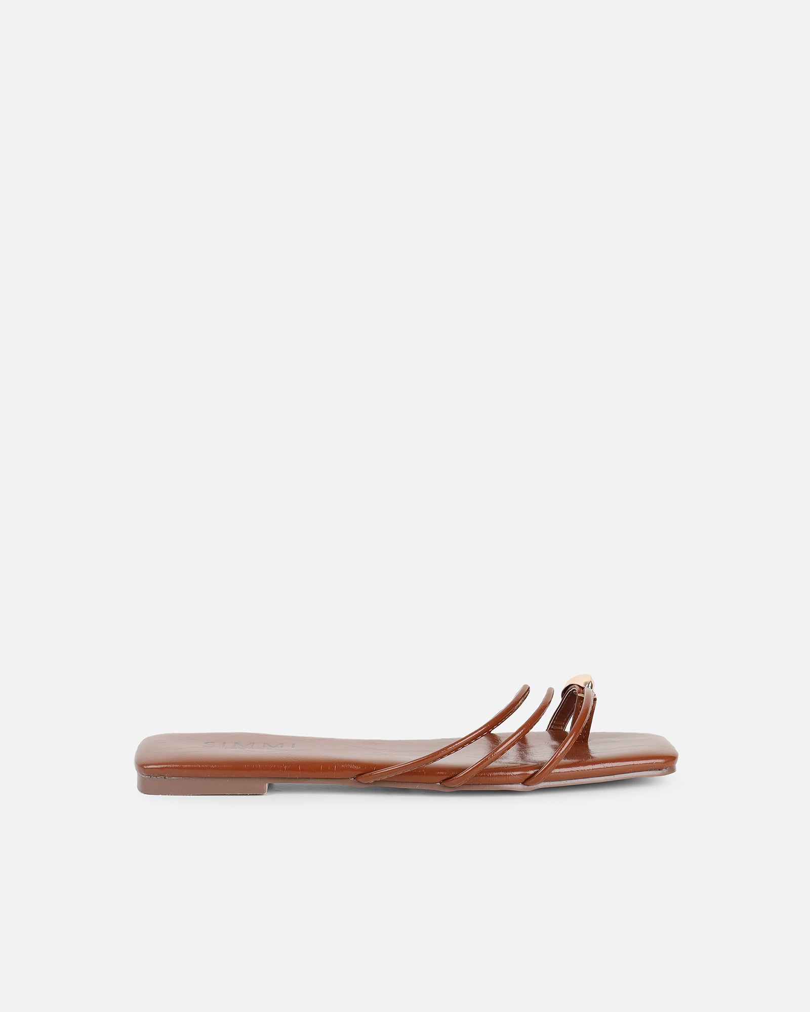 Simmi Tan Gold Toe Detail Sandals