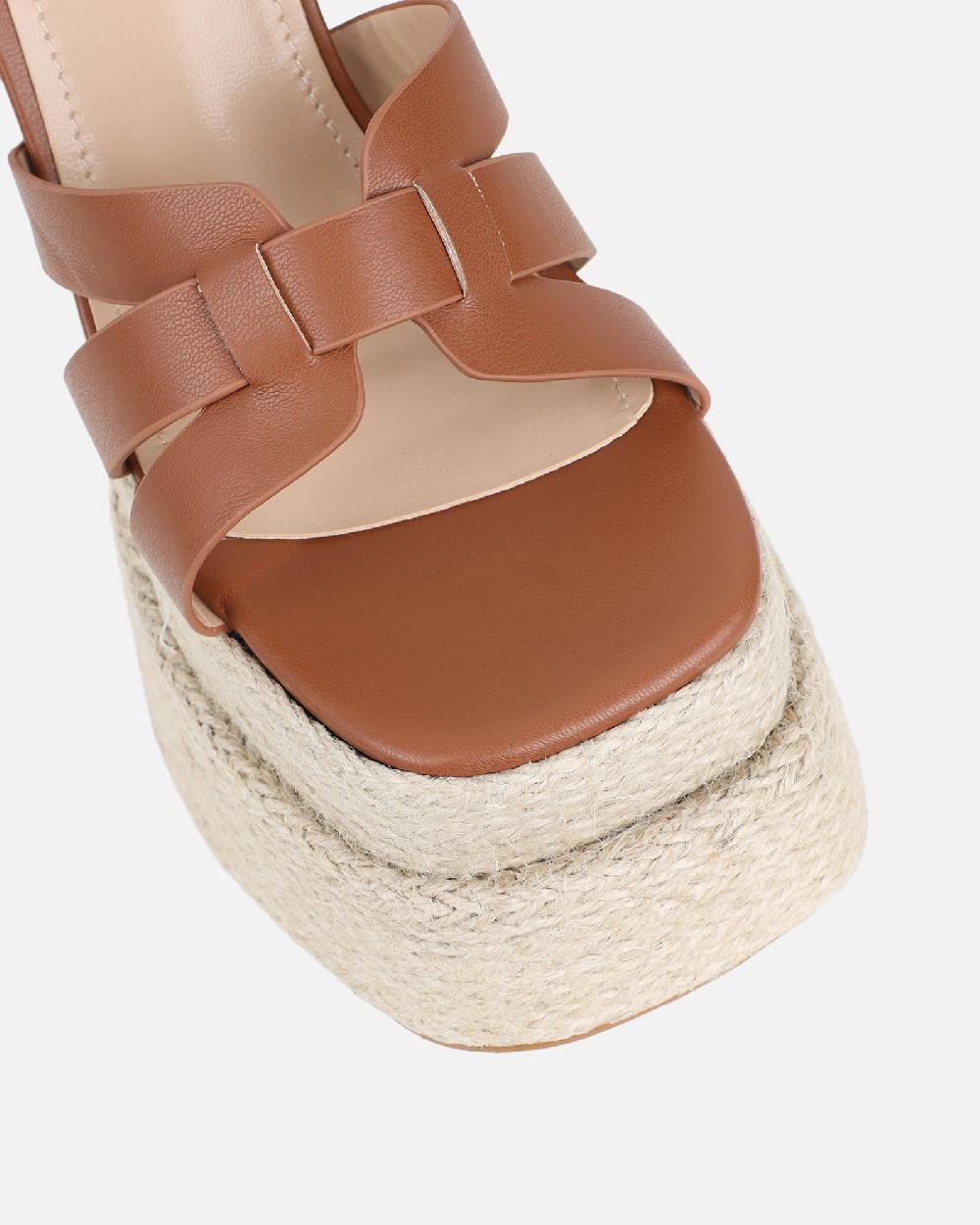 Simmi Tan Platform Heeled Sandals