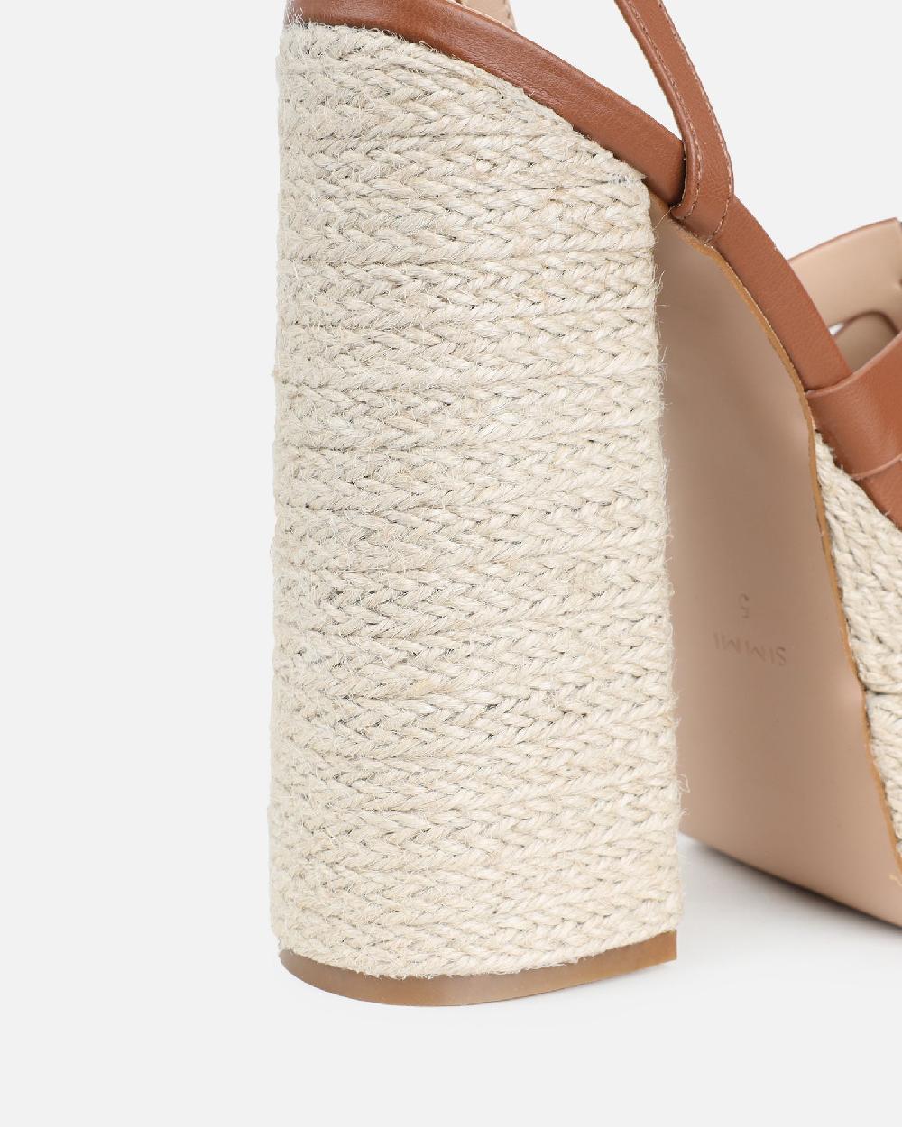 Simmi Tan Platform Heeled Sandals