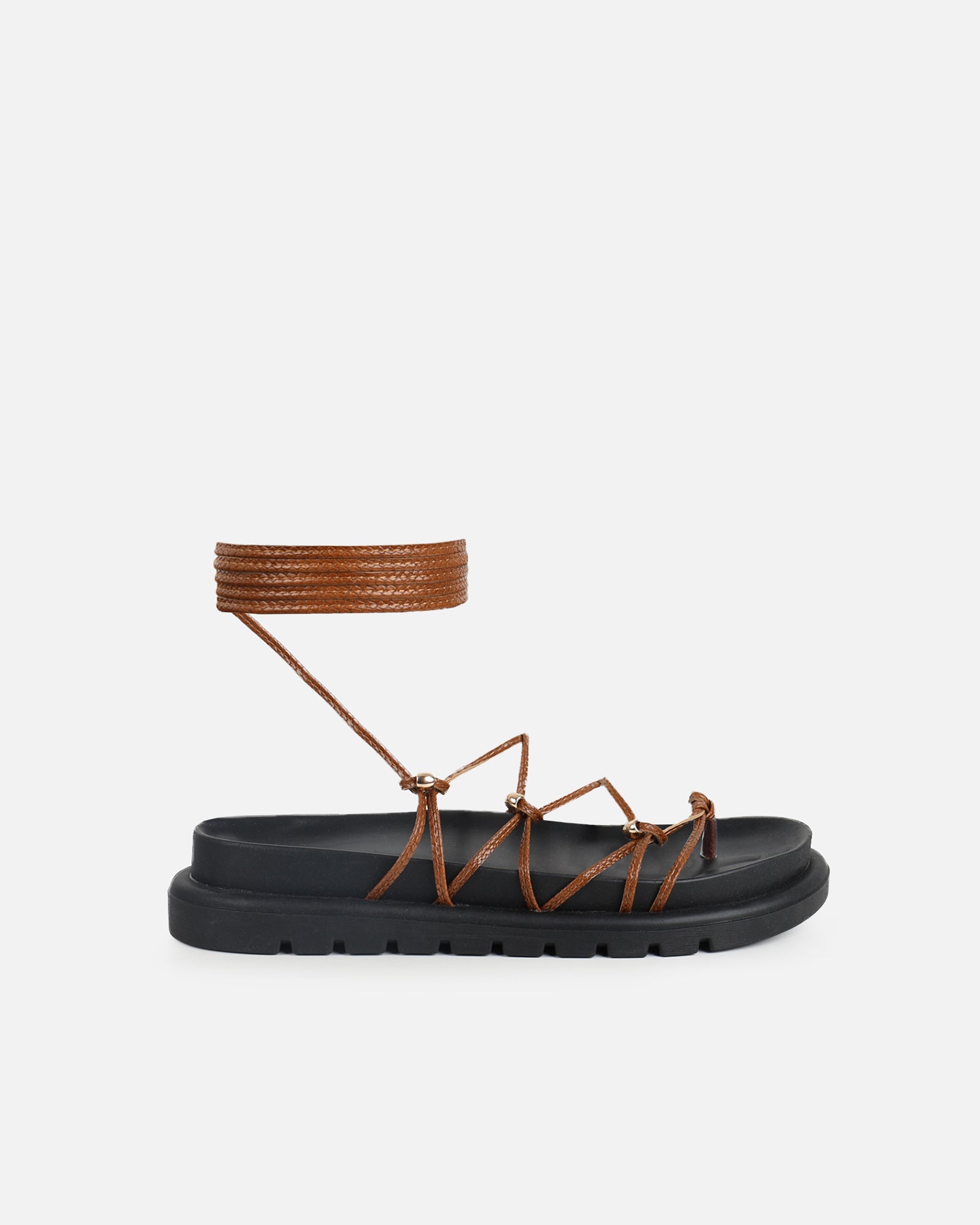 Simmi Tan Rope Tie Up Sandals