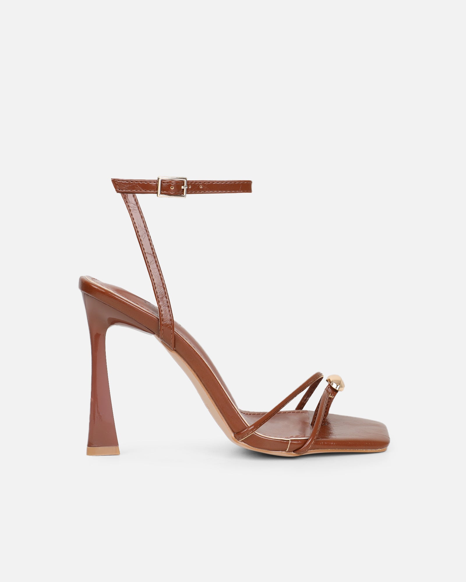 Simmi Tan Shine Heeled Sandals