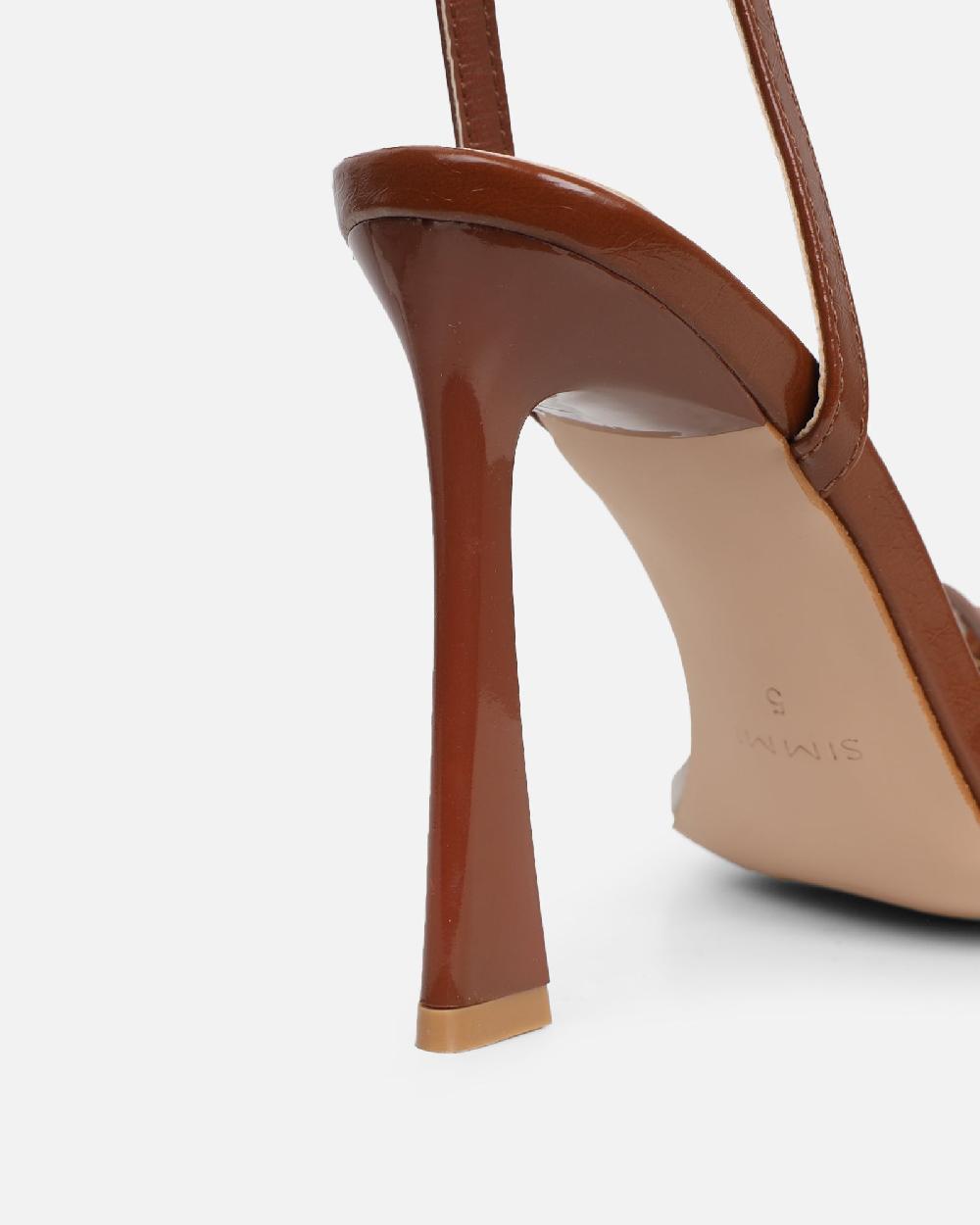 Simmi Tan Shine Heeled Sandals