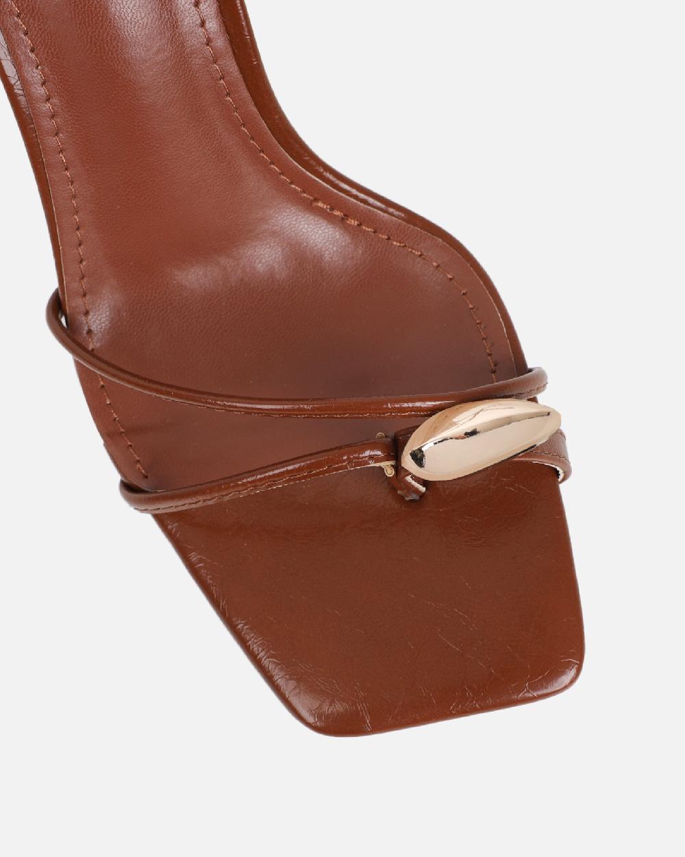 Simmi Tan Shine Heeled Sandals