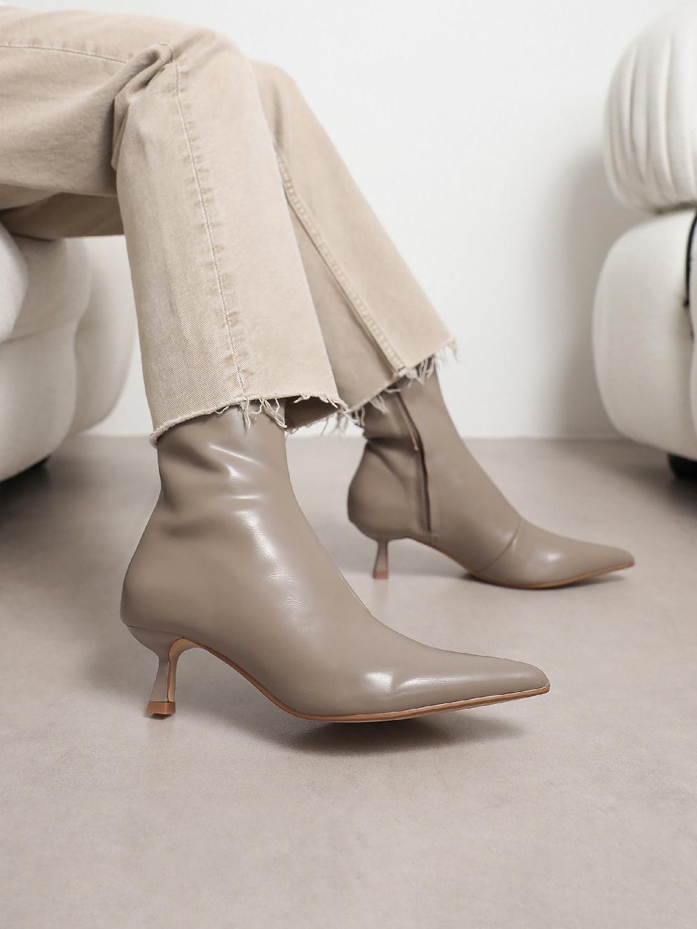 simmi Taupe Low Heeled Boots