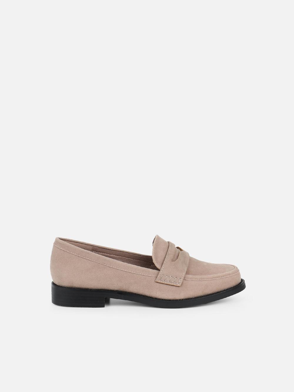 Simmi Taupe Suede Penny Loafers