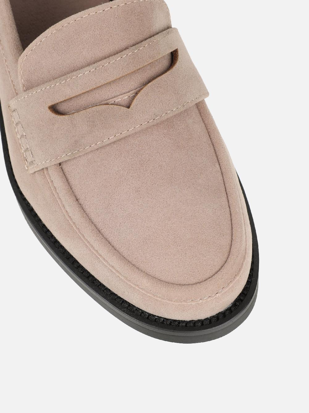 Simmi Taupe Suede Penny Loafers