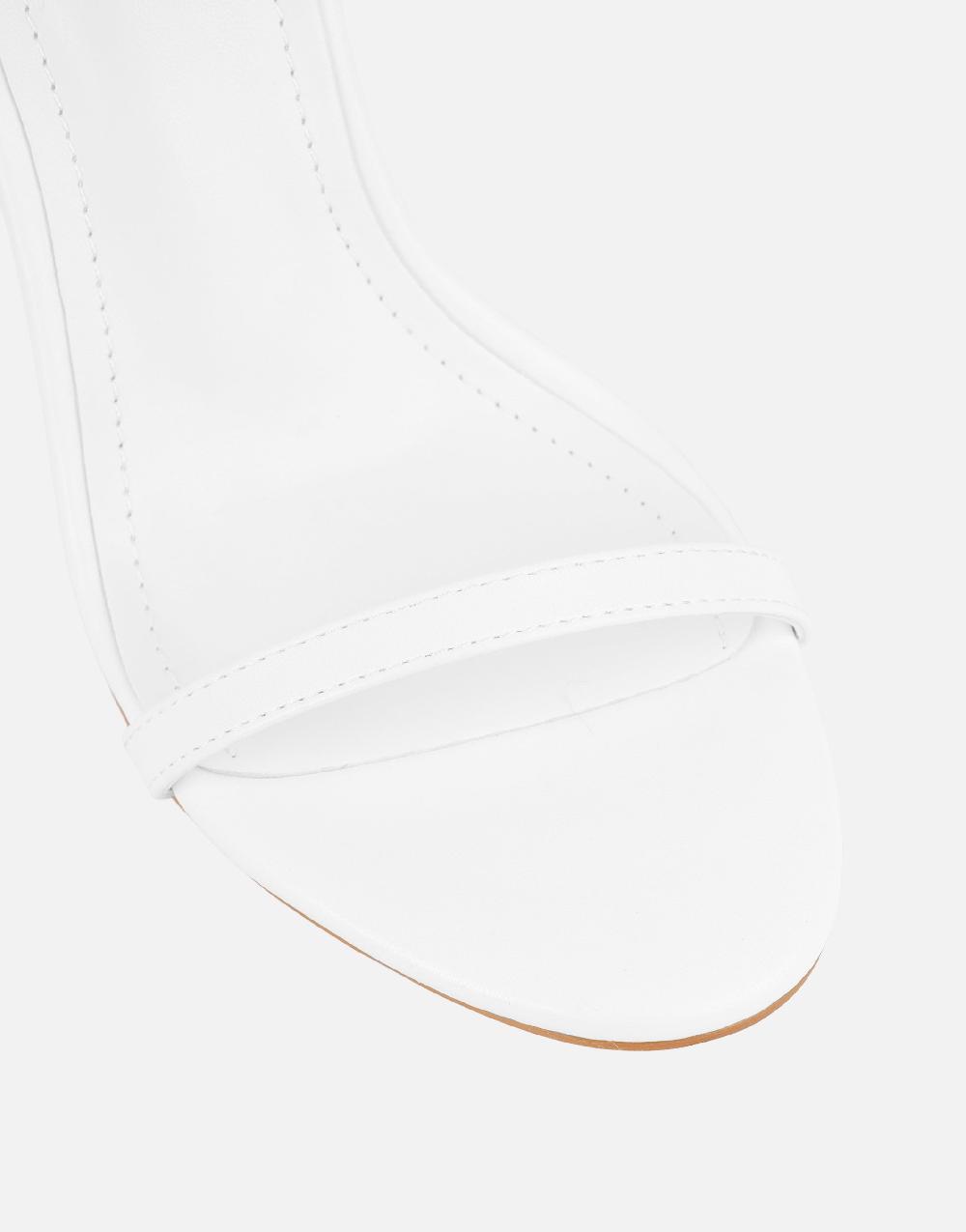 Simmi White Barely There Heeled Sandals