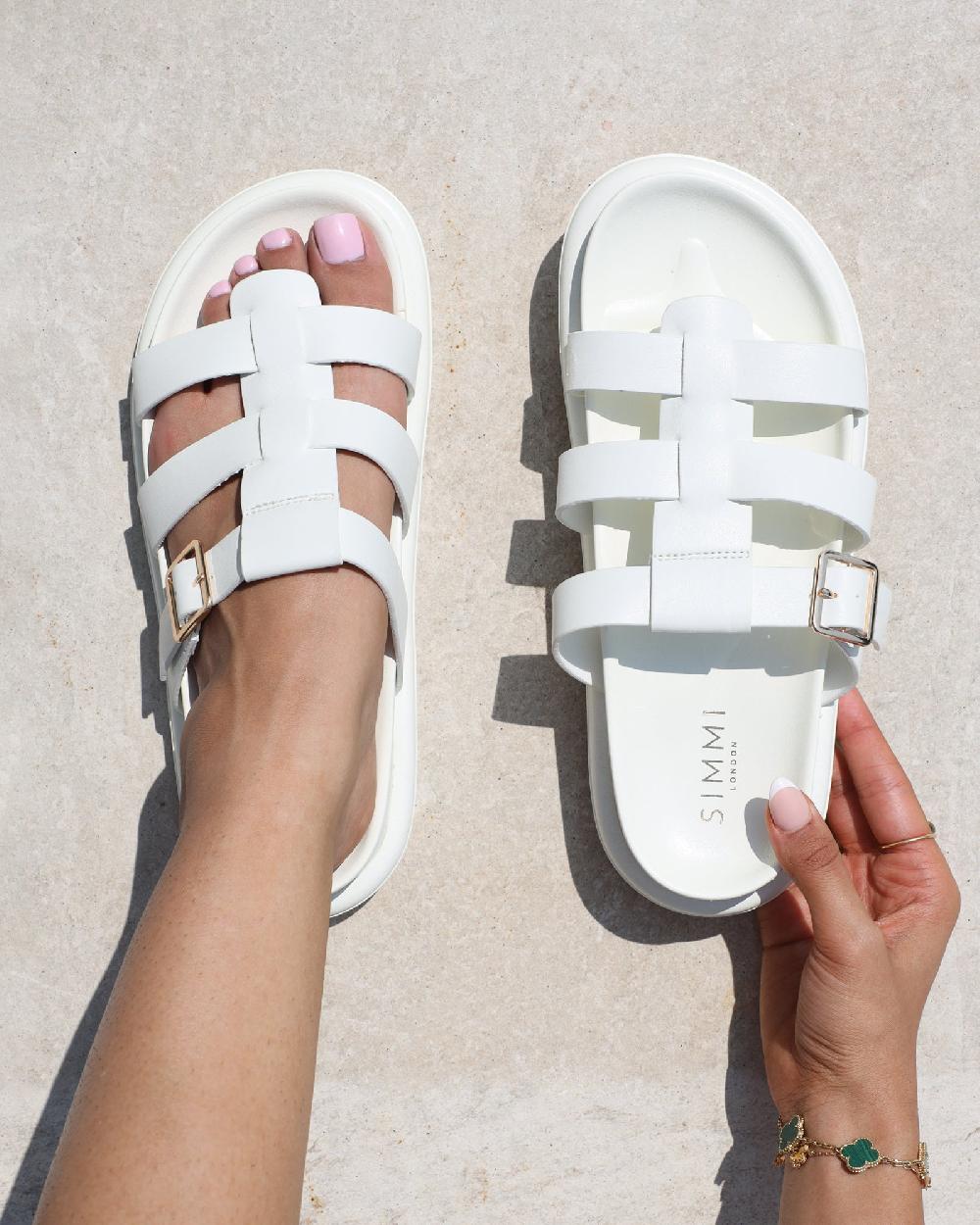 simmi White Chunky Footbed Sliders