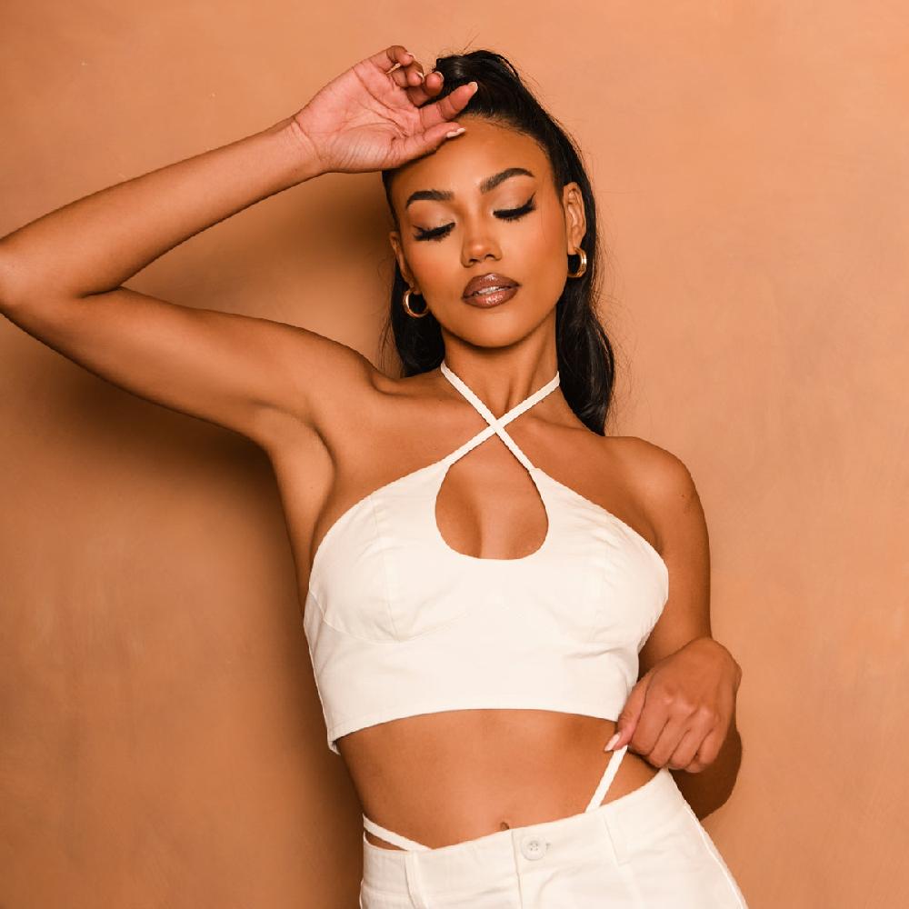 simmi White Halterneck Crop Top