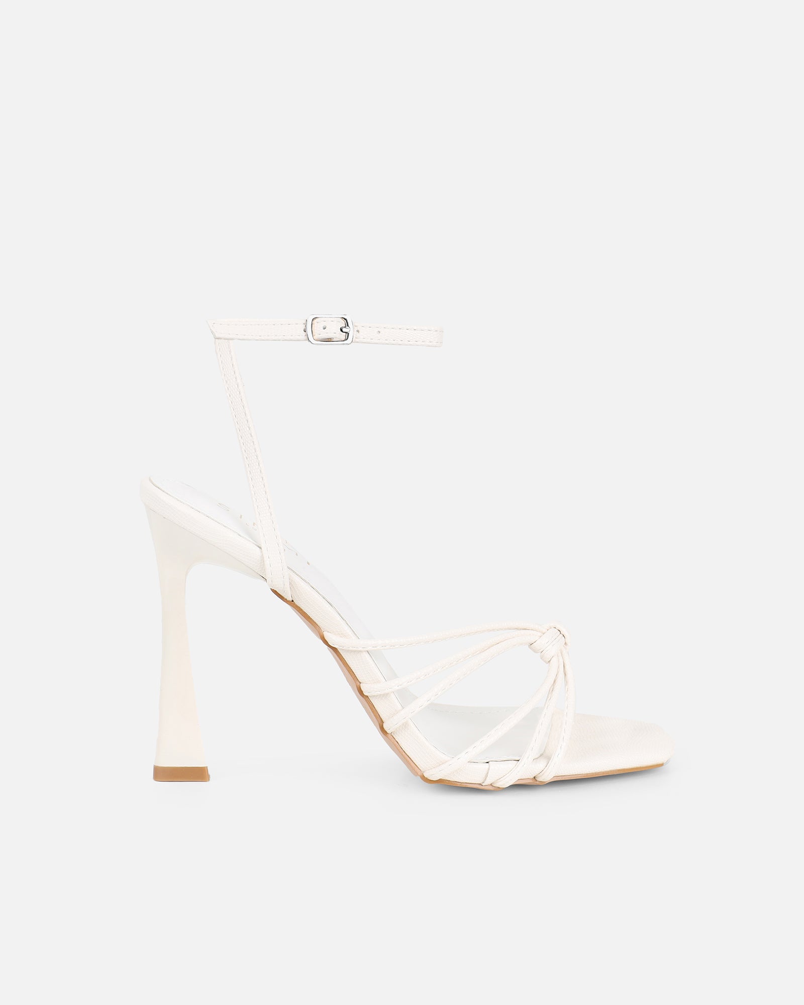 Simmi White Lizard Strappy Heeled Sandals