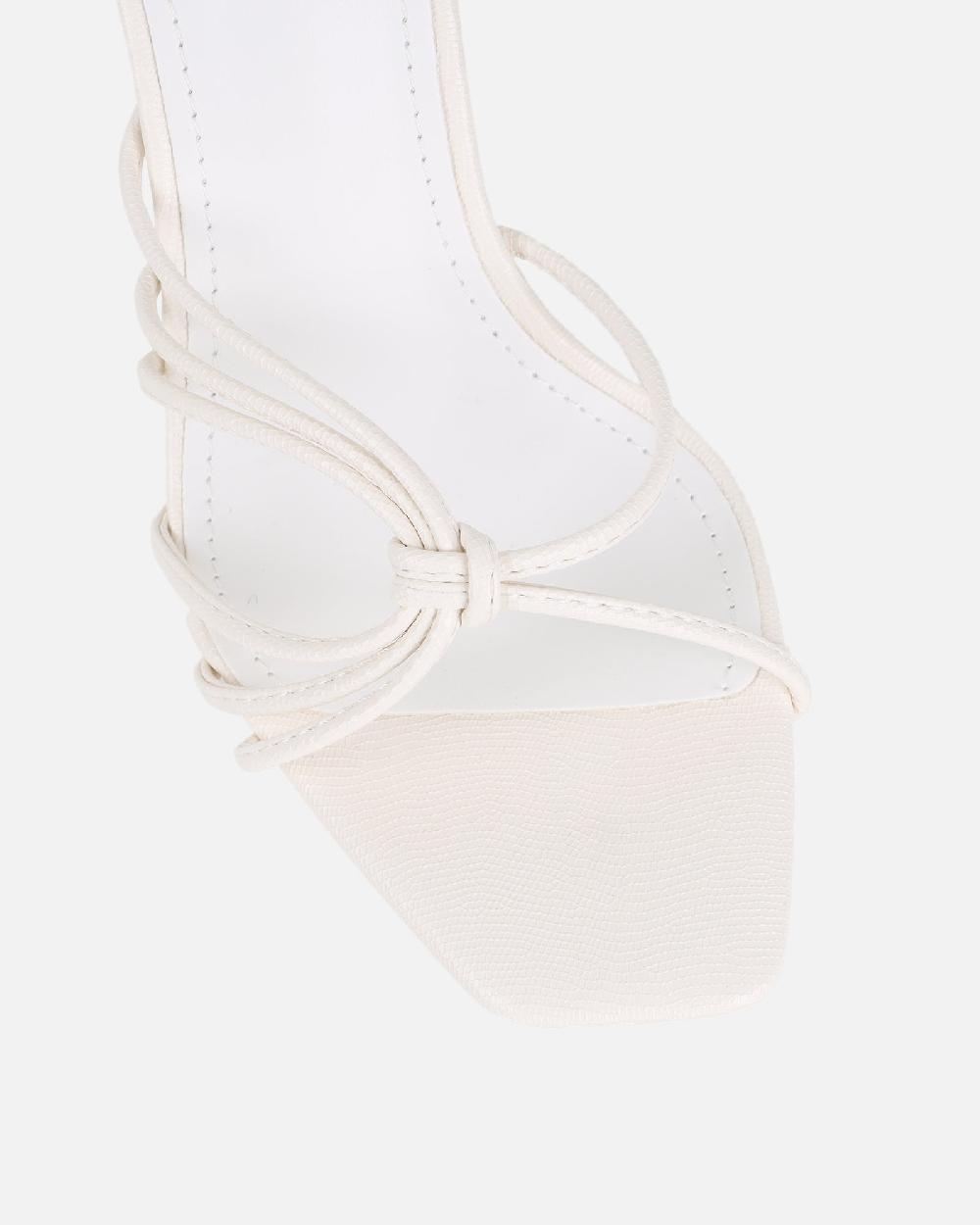 Simmi White Lizard Strappy Heeled Sandals
