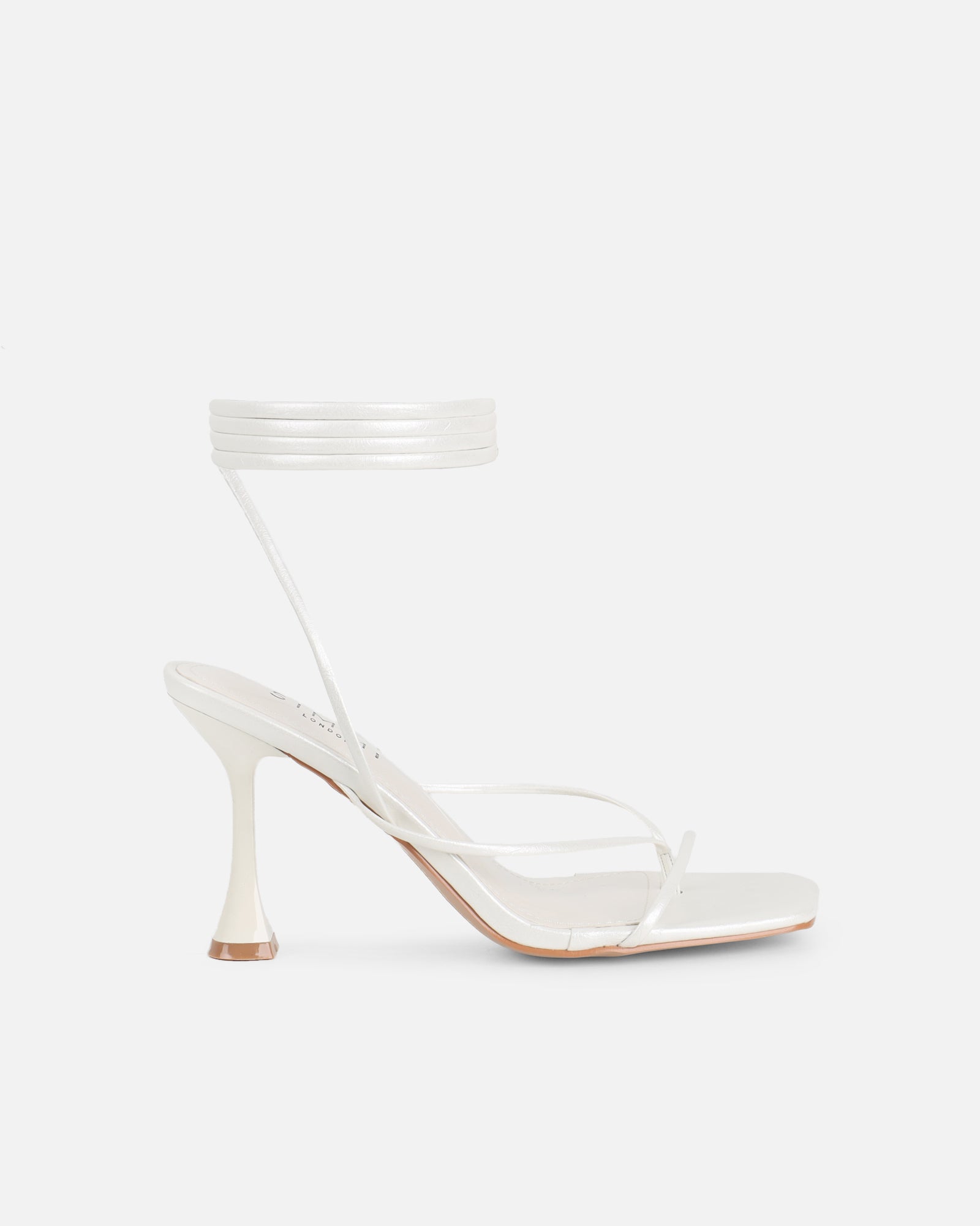 Simmi White Metallic Tie Up Heeled Sandals