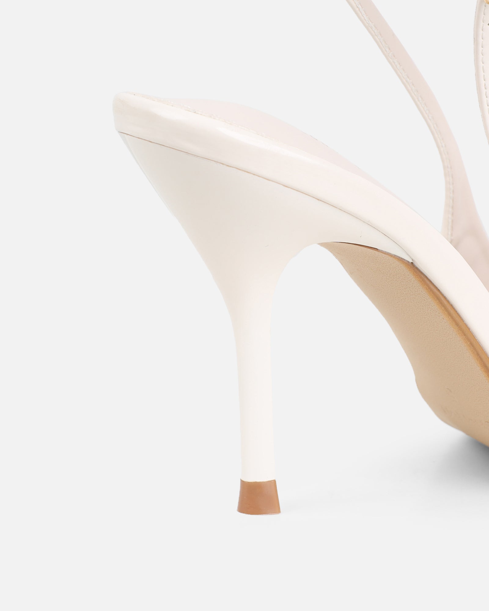 Simmi White Patent Buckle Detail Slingback Courts