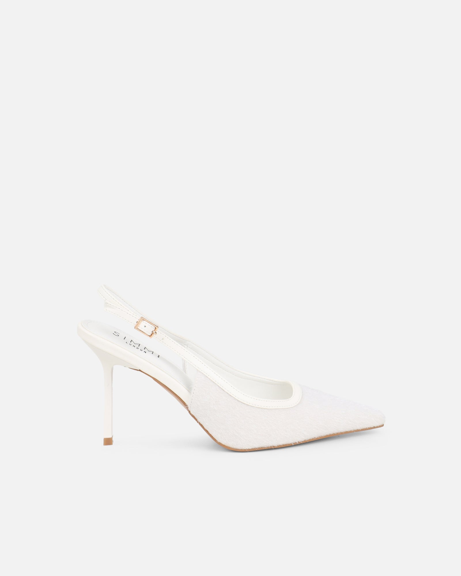 Simmi White Plush Slingback Courts