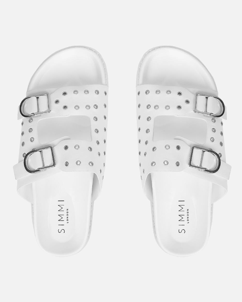 Simmi White Slider Sandals