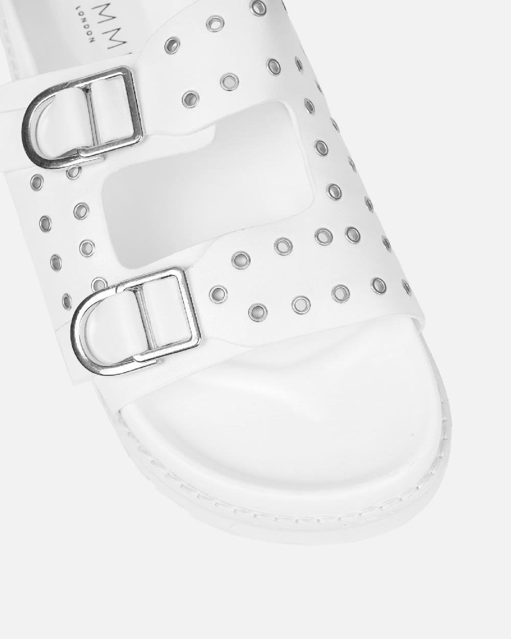 Simmi White Slider Sandals