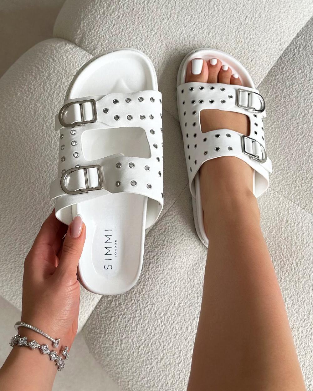 simmi White Slider Sandals