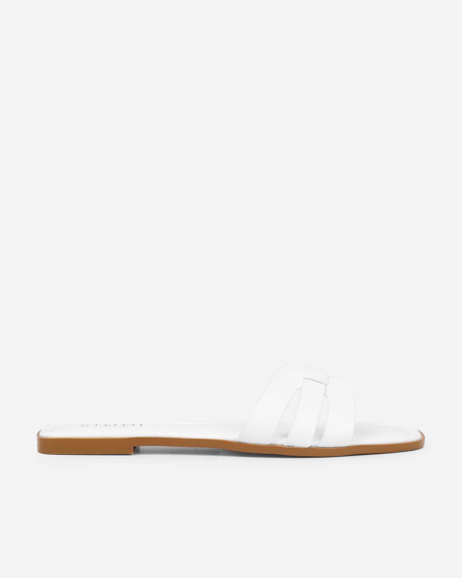 Simmi White Slip On Flat Sandals