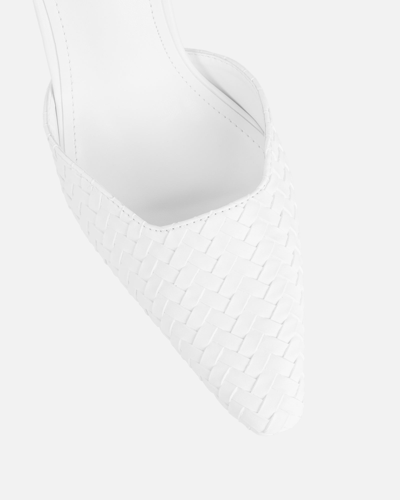 Simmi White Woven Court Shoes