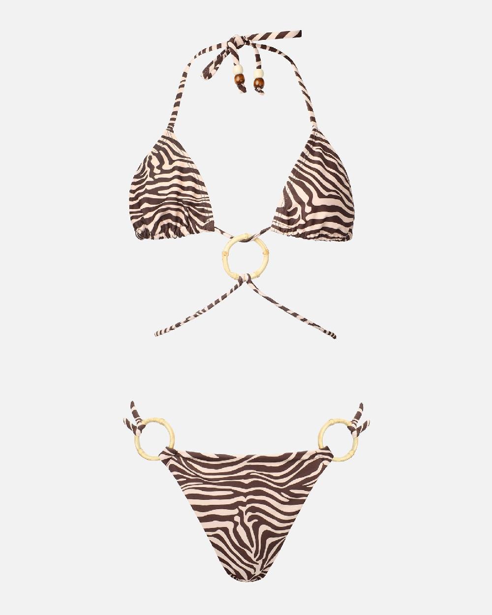 Simmi Zebra Print Trim Detail Bikini Set