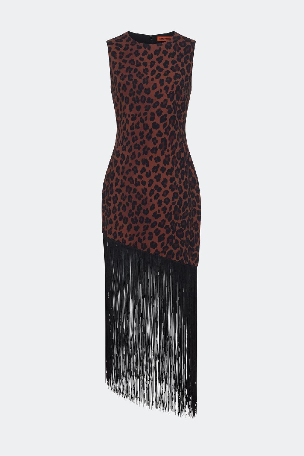 simon miller casablanca fringe dress Choco Brown Leopard