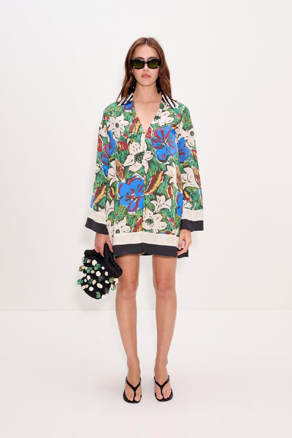 Simon Miller Diaz Mini Dress Tropical Floral Print Combo