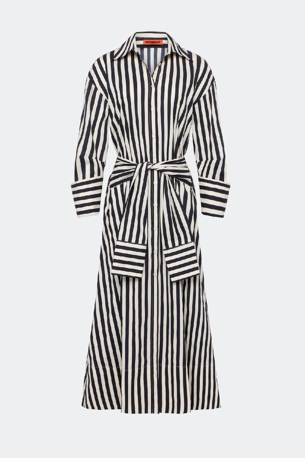 Simon Miller Inna Poplin Maxi Dress Black/White Stripe