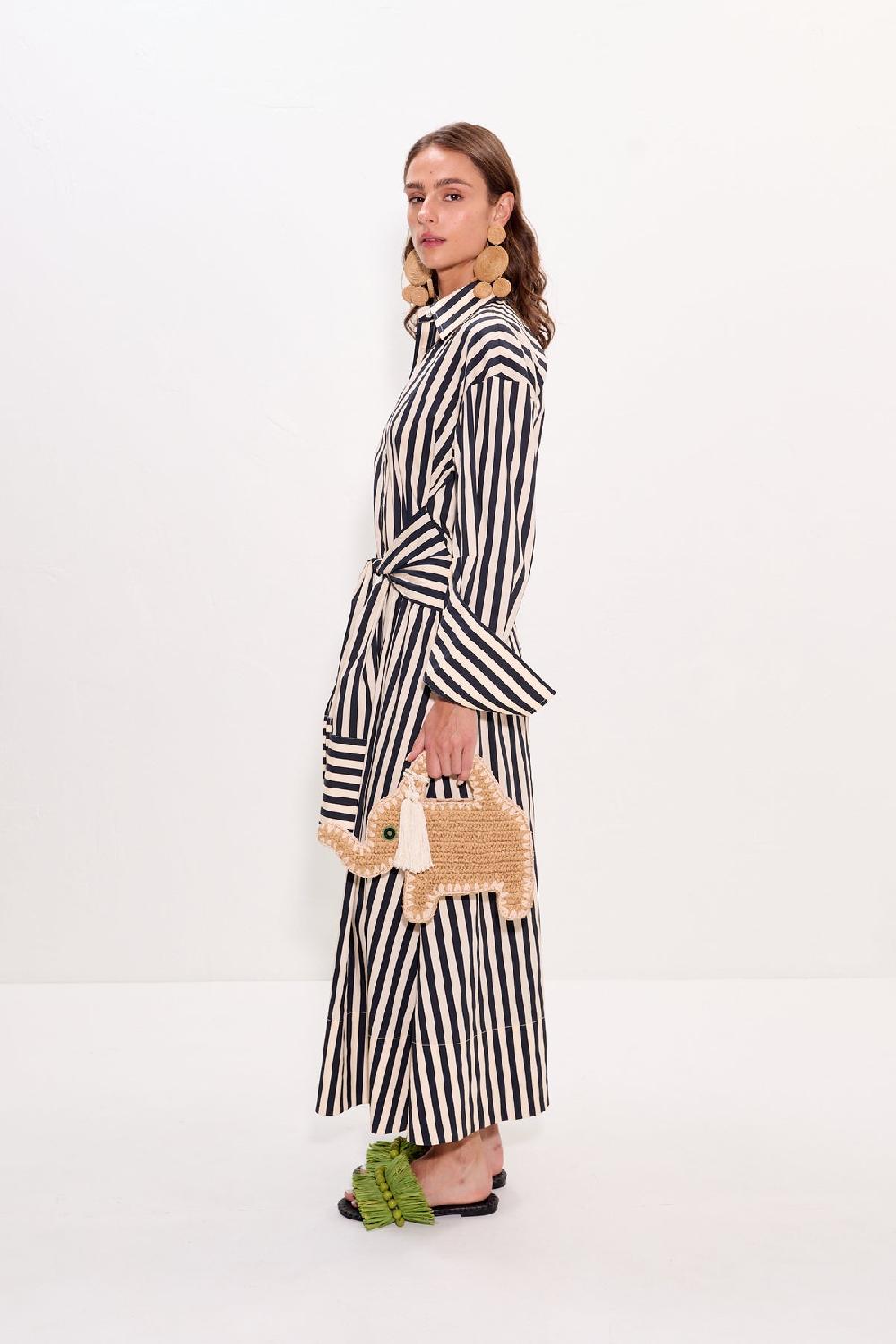 Simon Miller Inna Poplin Maxi Dress Black/White Stripe