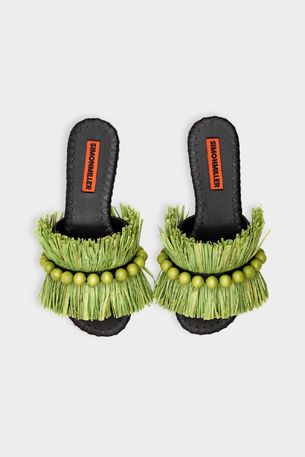 Simon Miller Island Fringe Salerno Sandal Moss Green/Black