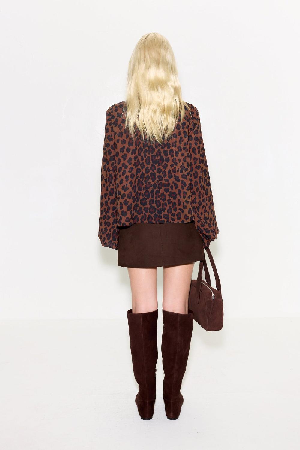 Simon Miller Joplin Chiffon Top CHOCO BROWN LEOPARD