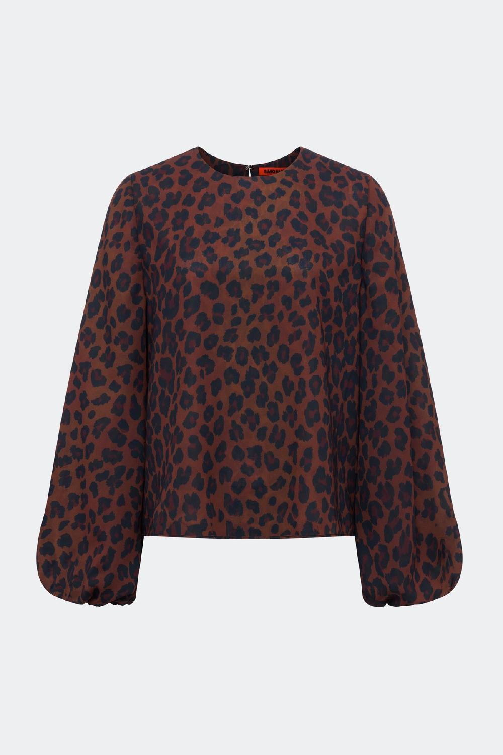simon miller joplin chiffon top CHOCO BROWN LEOPARD