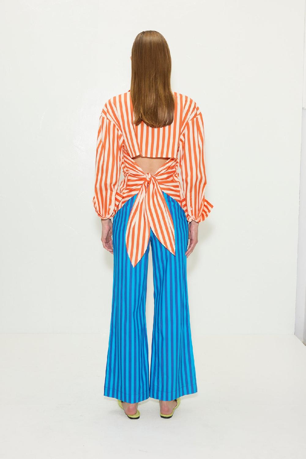 Simon Miller Loch Poplin Button Up CORAL CABANA STRIPE
