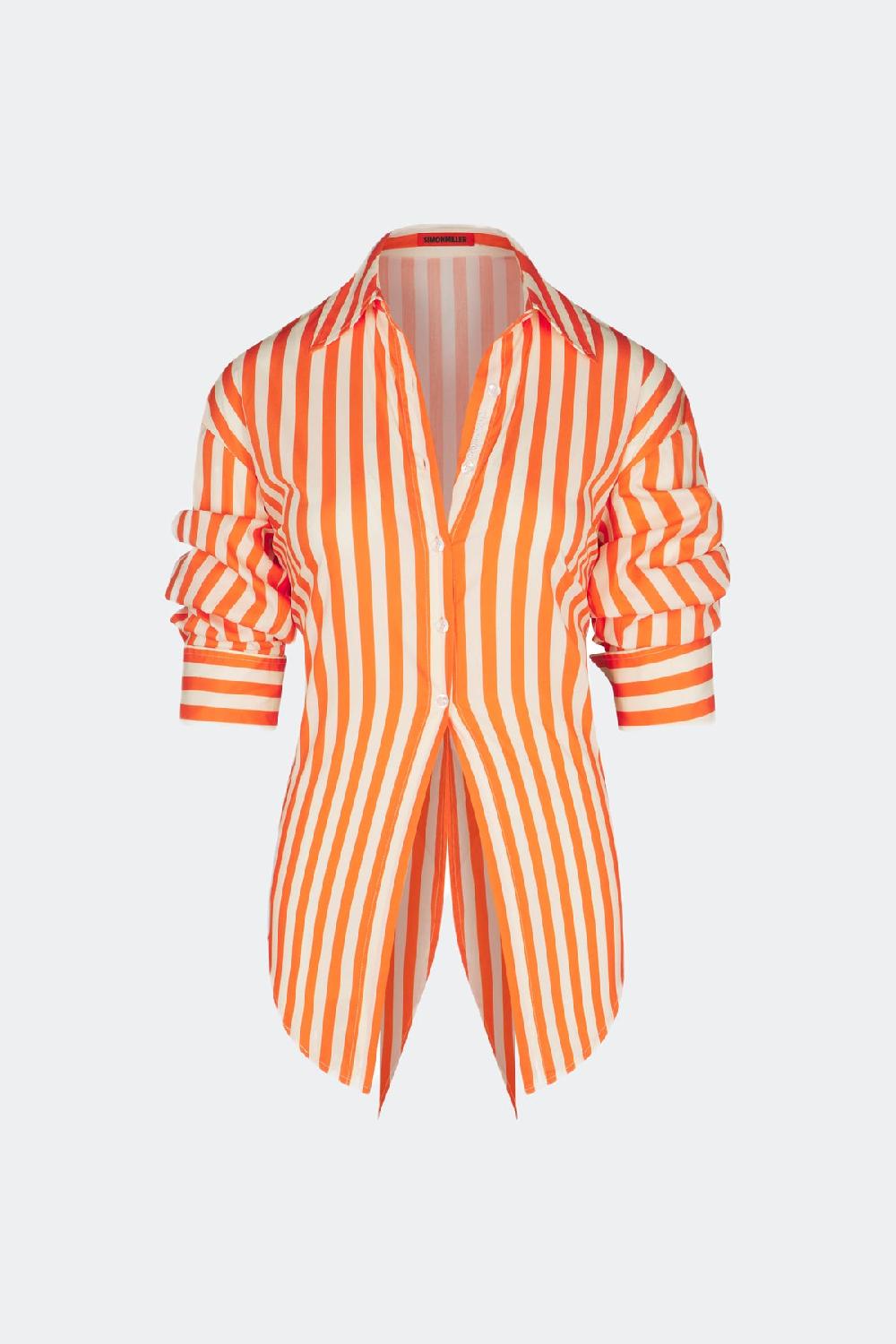 simon miller loch poplin button up CORAL CABANA STRIPE