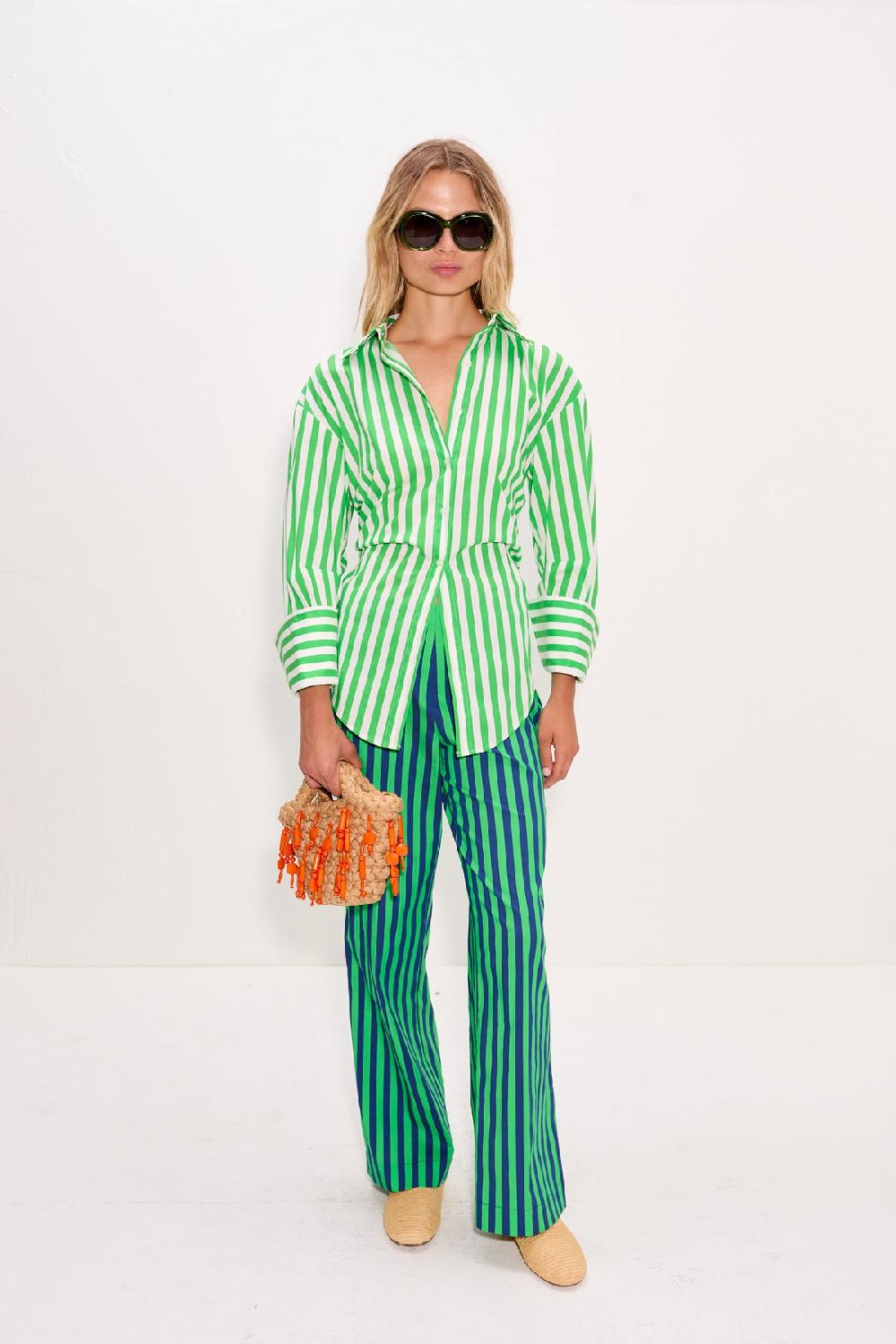 Simon Miller Loch Poplin Button Up Grass Green/Macadamia