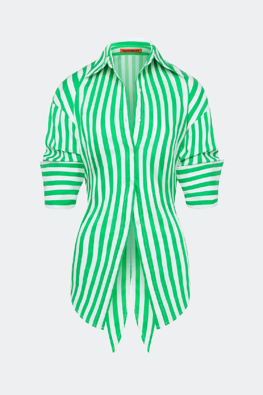 simon miller loch poplin button up Grass Green/Macadamia