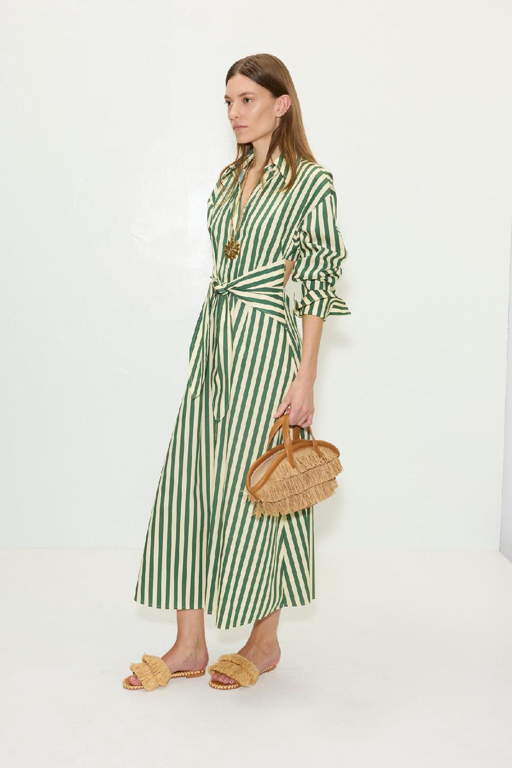 Simon Miller Loch Poplin Maxi Dress GUMMY GREEN/ECRU