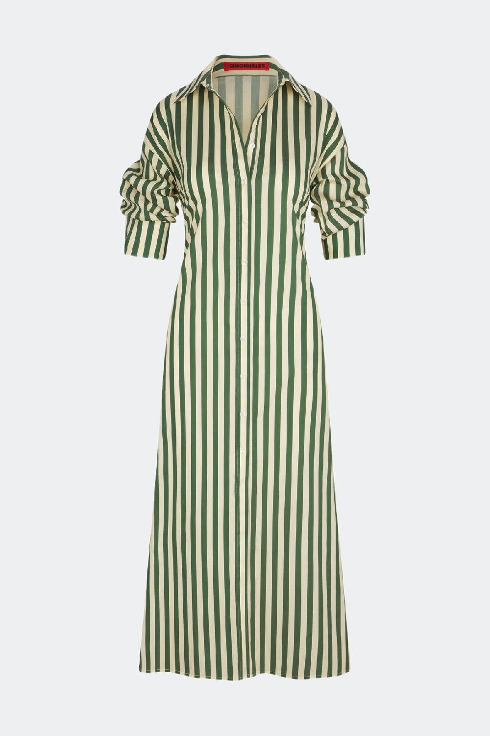 Simon Miller Loch Poplin Maxi Dress GUMMY GREEN/ECRU