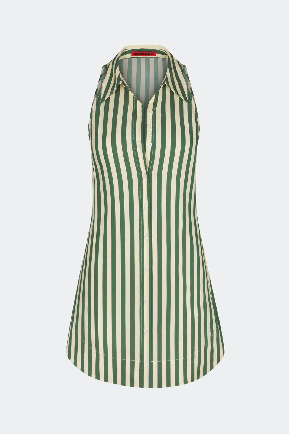 Simon Miller Loch Sleeveless Mini Dress GUMMY GREEN/ECRU