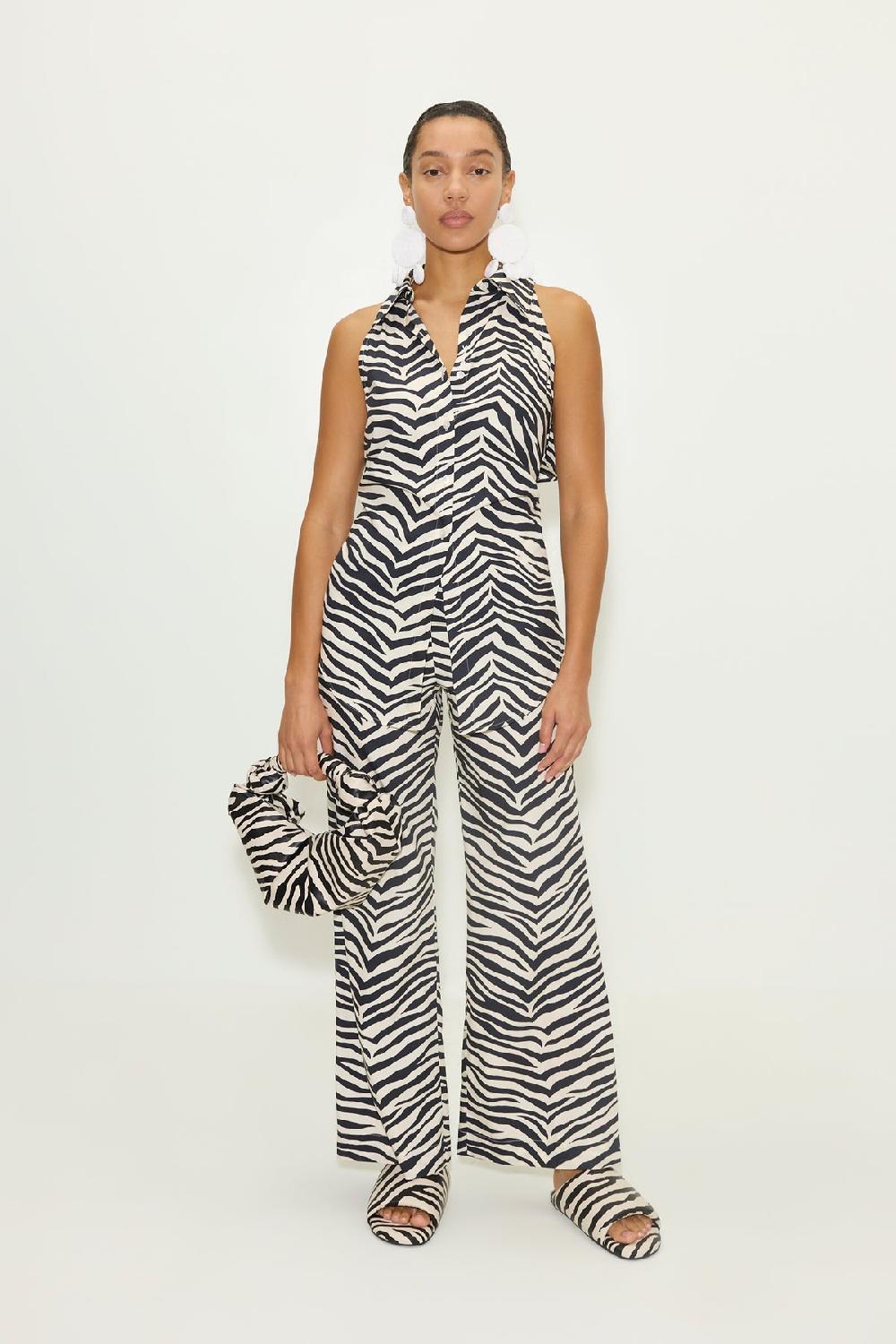 Simon Miller Loch Sleeveless Poplin Button Up ZEBRA PRINT