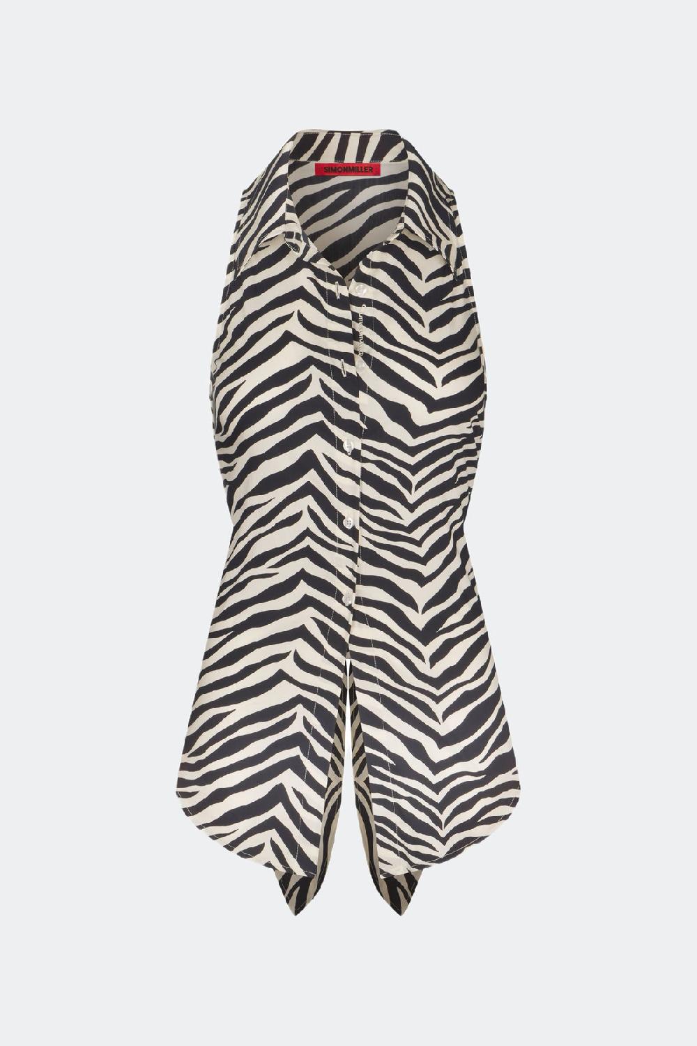 simon miller loch sleeveless poplin button up ZEBRA PRINT