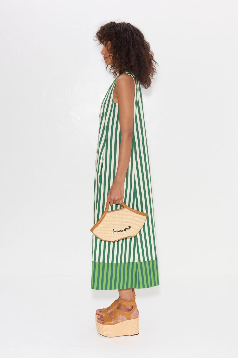 Simon Miller Mar Striped Poplin Dress GREEN STRIPE COMBO