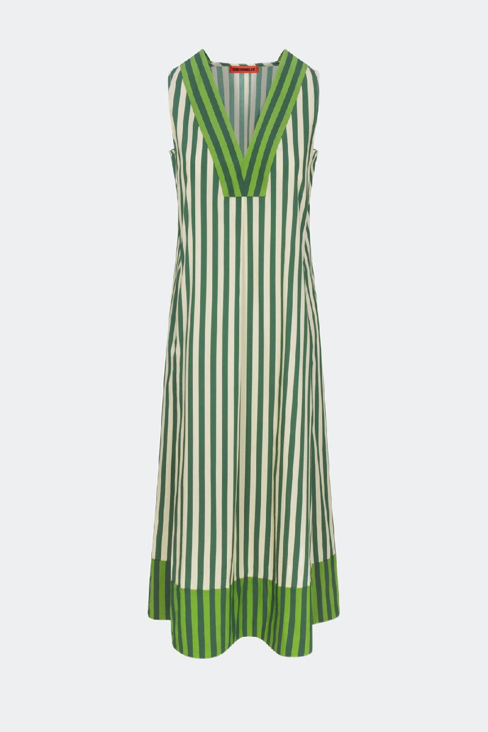 simon miller mar striped poplin dress GREEN STRIPE COMBO