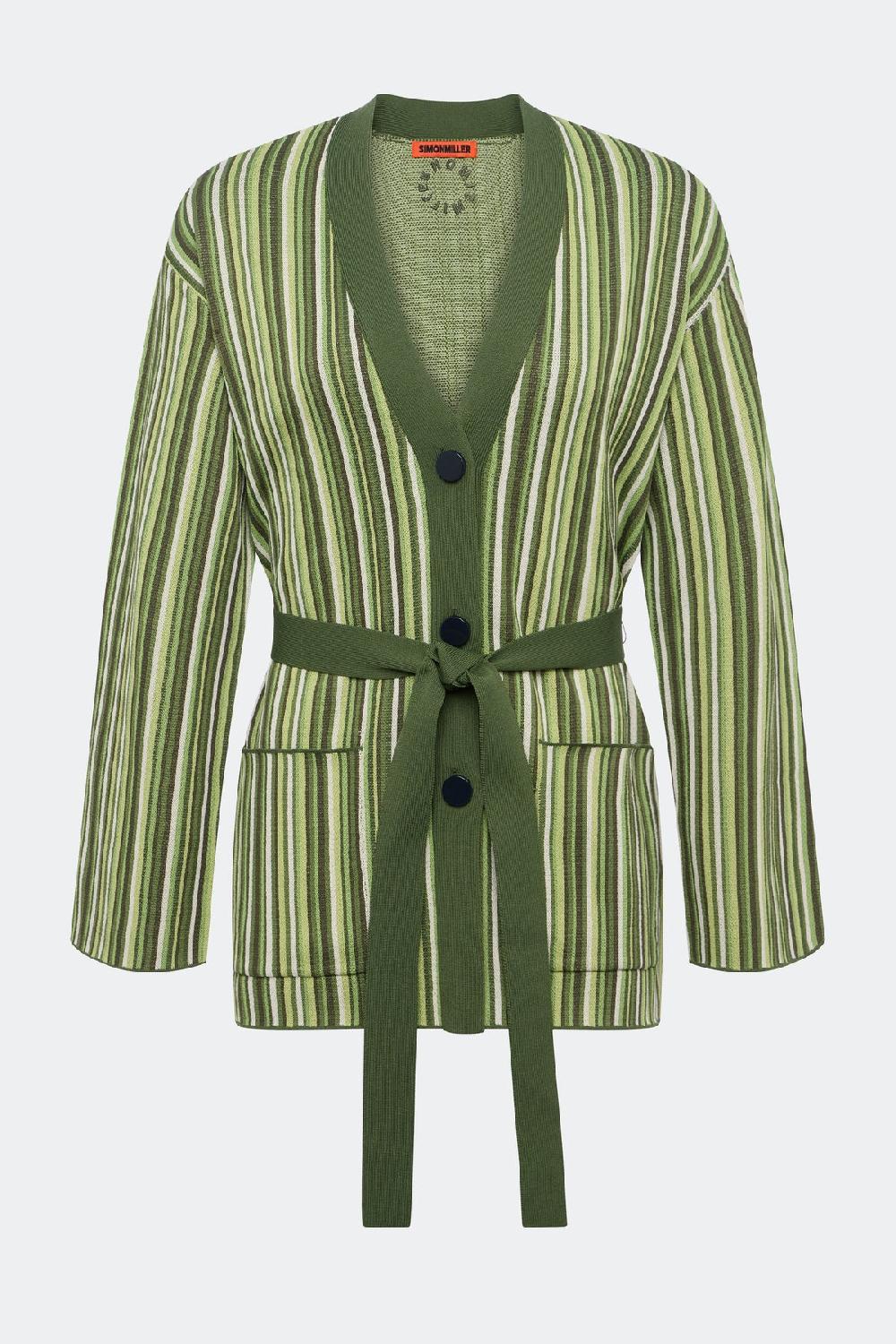 Simon Miller Max Belted Knit Cardigan Landscape Multi Stripe