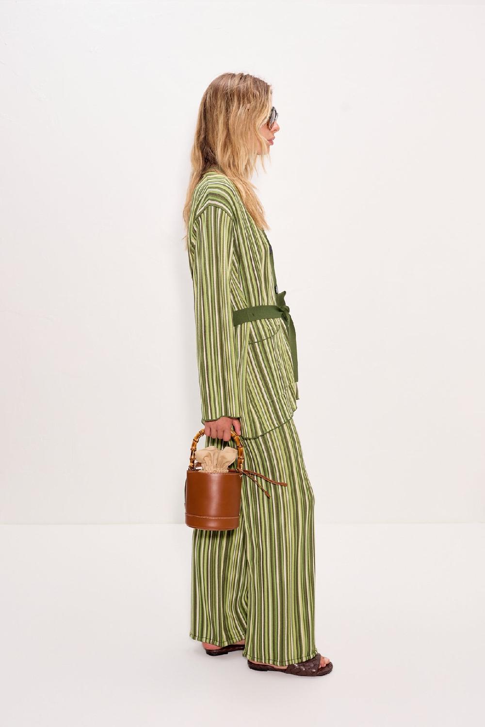 Simon Miller Max Belted Knit Cardigan Landscape Multi Stripe