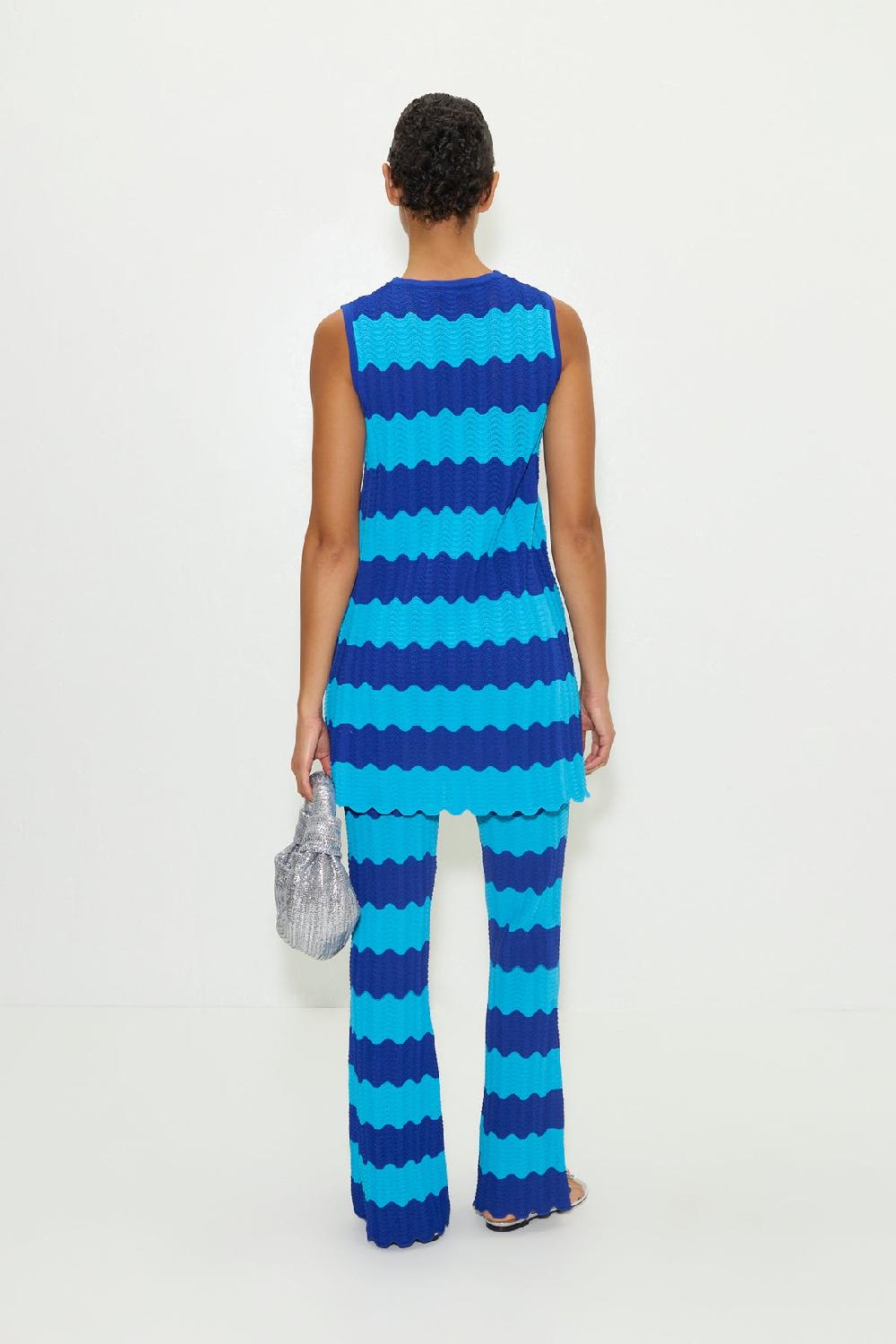 Simon Miller Moji Knit Mini Dress BLUE TONAL WAVE STRIPE