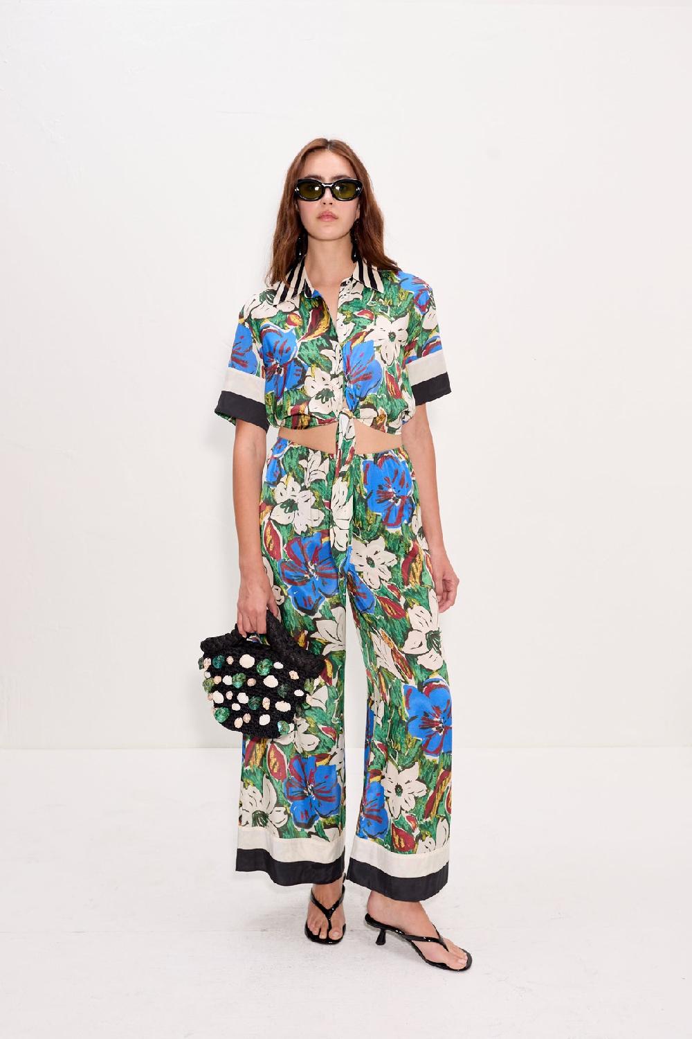 Simon Miller Nella Wide Leg Pant Tropical Floral Print Combo