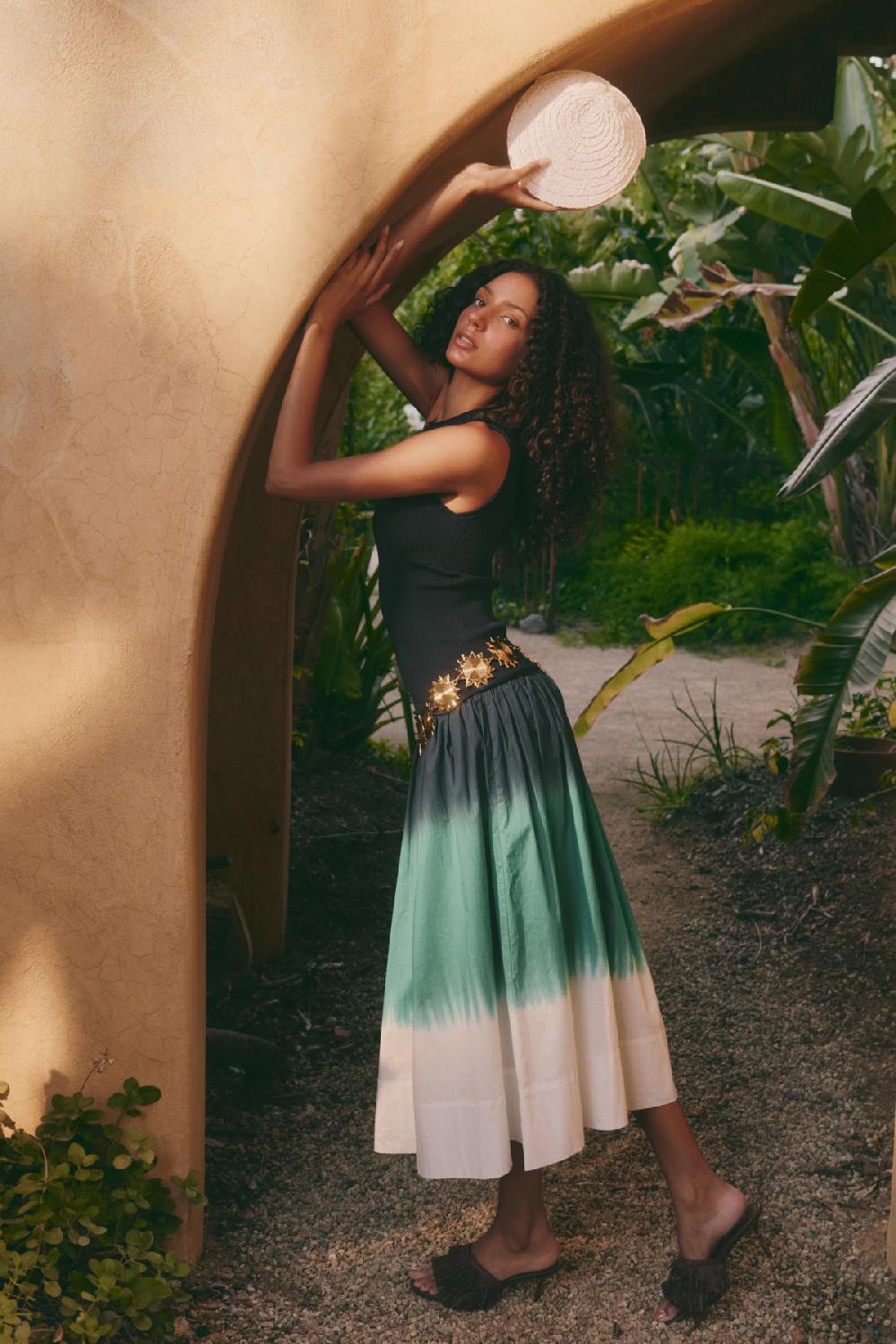 Simon Miller Novo Knit Combo Dress Macadamia / Blue Dip Dye